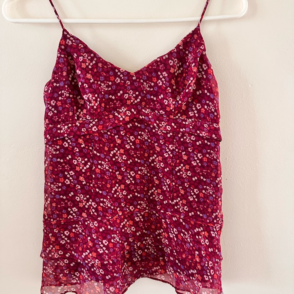 American Eagle floral blouse with ruffles